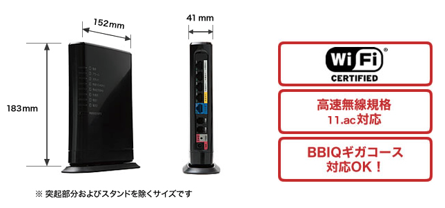 BBIQのルーターレンタル機器の詳細