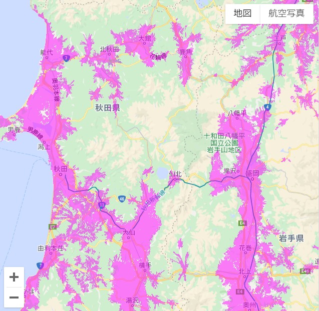 秋田県のwimaxエリア